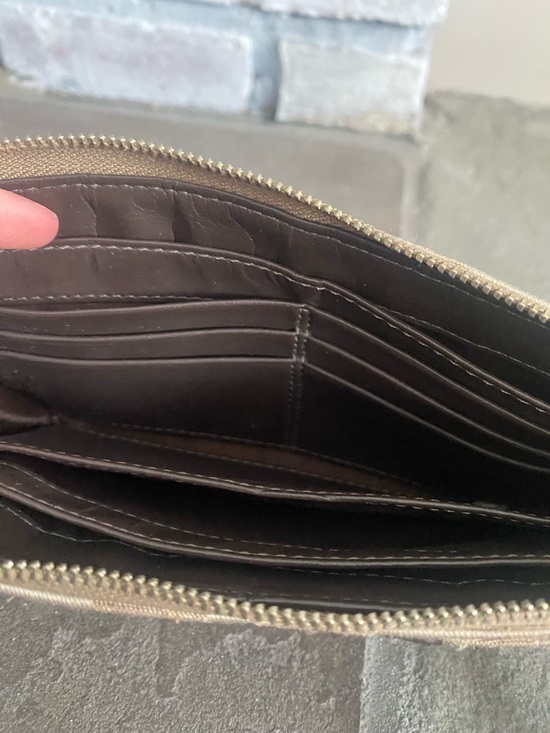 Coach Khaki and Brown Signature Canvas Wristlet - Picture 6 of 11